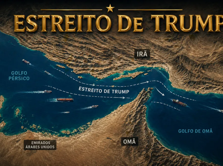 Presidente dos EUA reposta montagem do Estreito de Ormuz como 'Estreito de Trump'