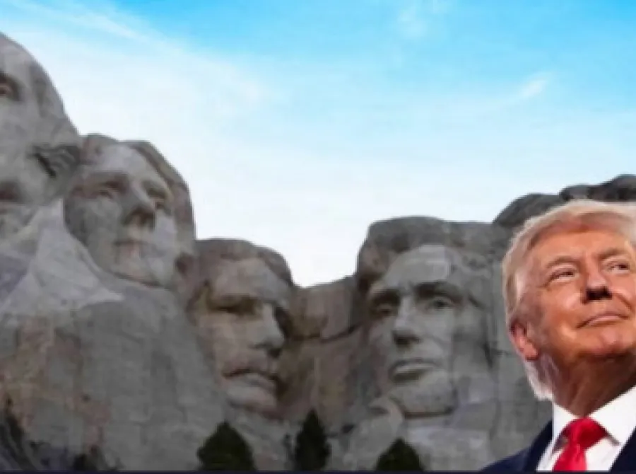 Trump posta foto com seu rosto no monte Rushmore e usa IA para 'tomar banho' em espelho d'água