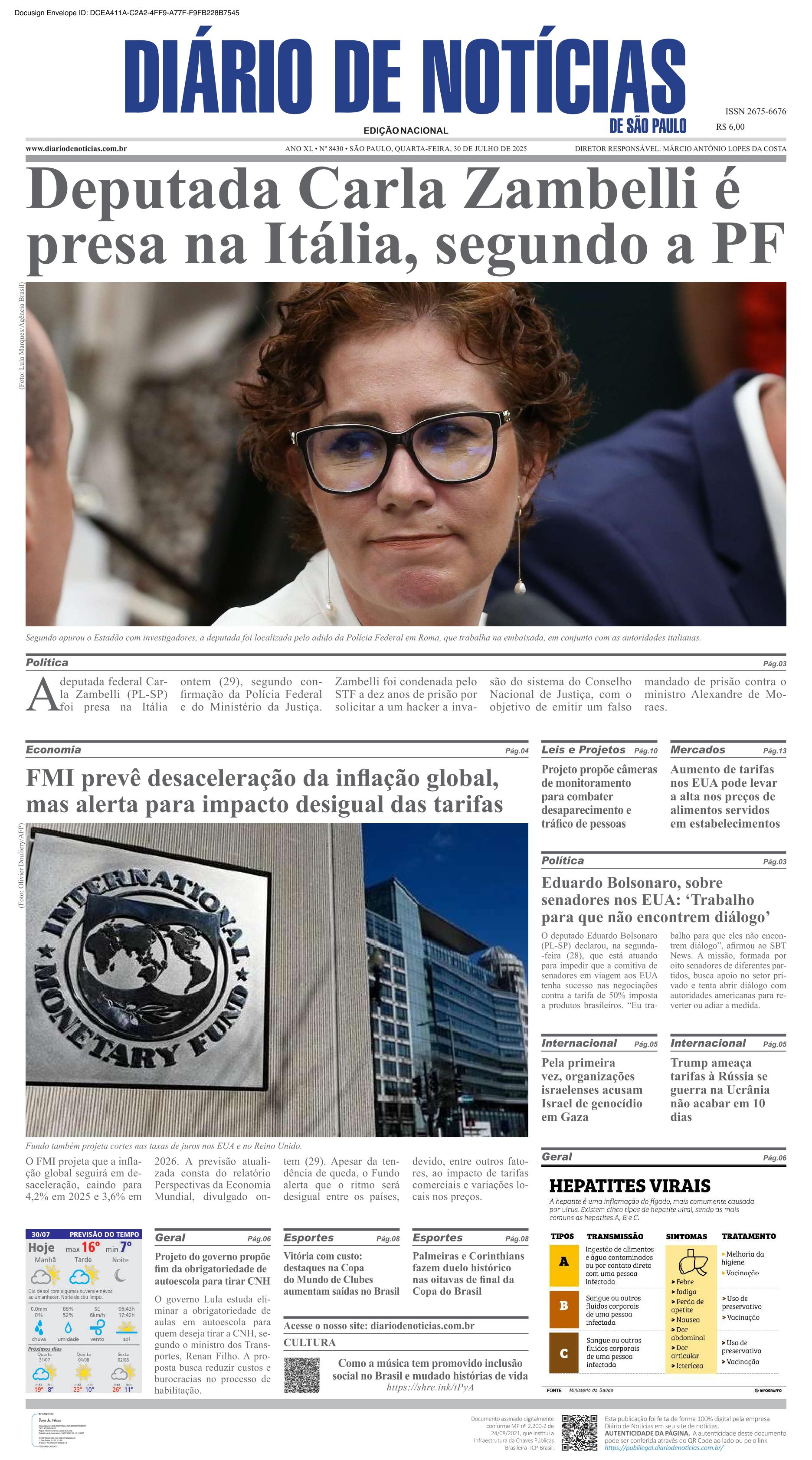 Capa do dia